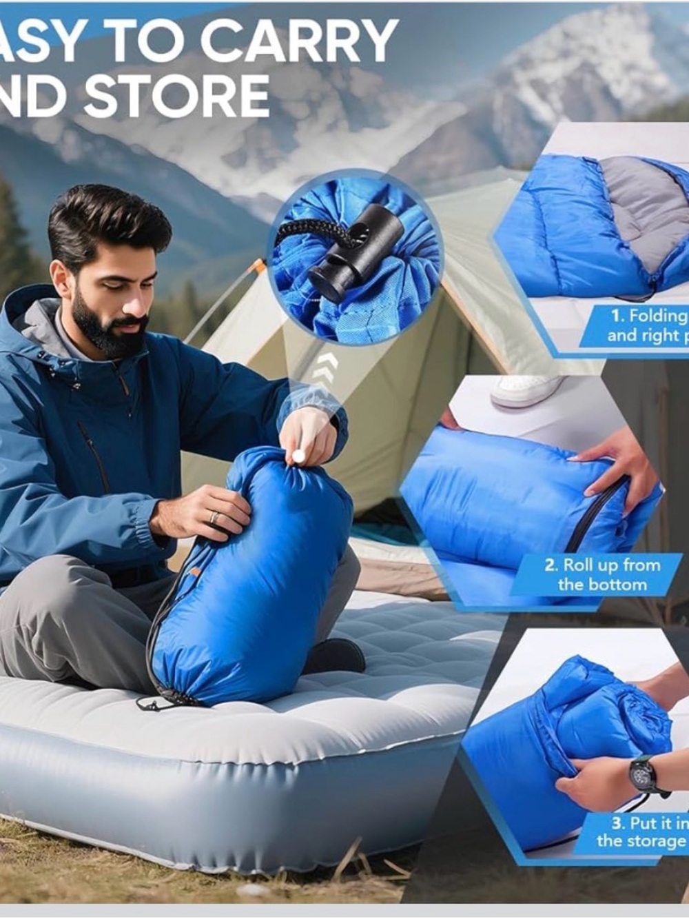 Camping sleeping bags, 3 pack - Picture 6 of 10